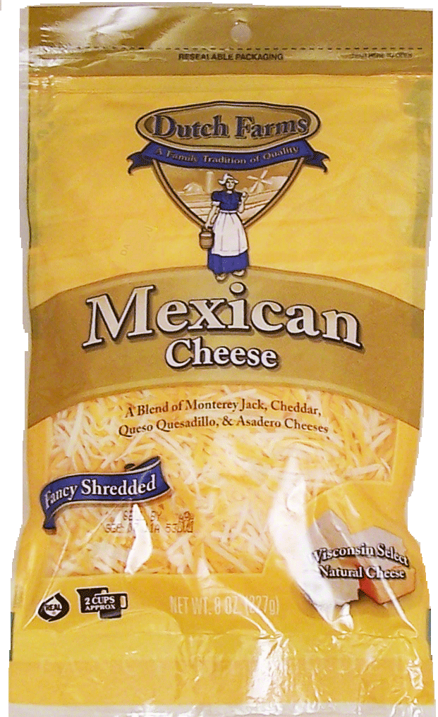 Dutch Farms Mexican monterey jack, cheddar, queso quesadillo & asadero cheeses; fancy shredded Full-Size Picture